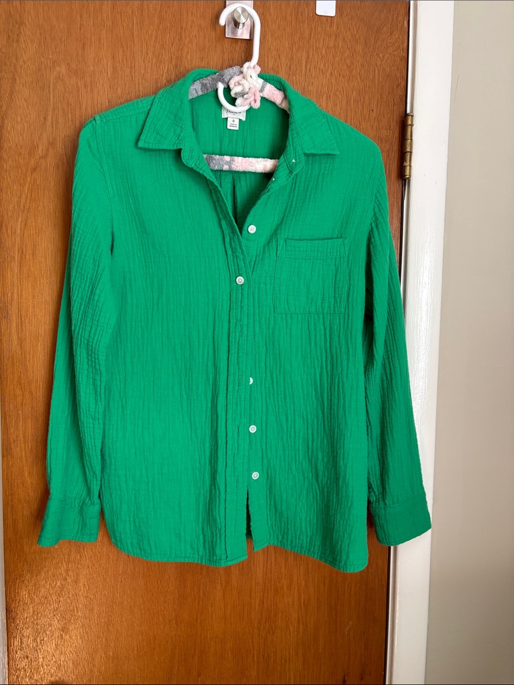 J. Crew Factory Green Button-Up Long Sleeve Top